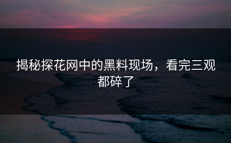 揭秘探花网中的黑料现场，看完三观都碎了