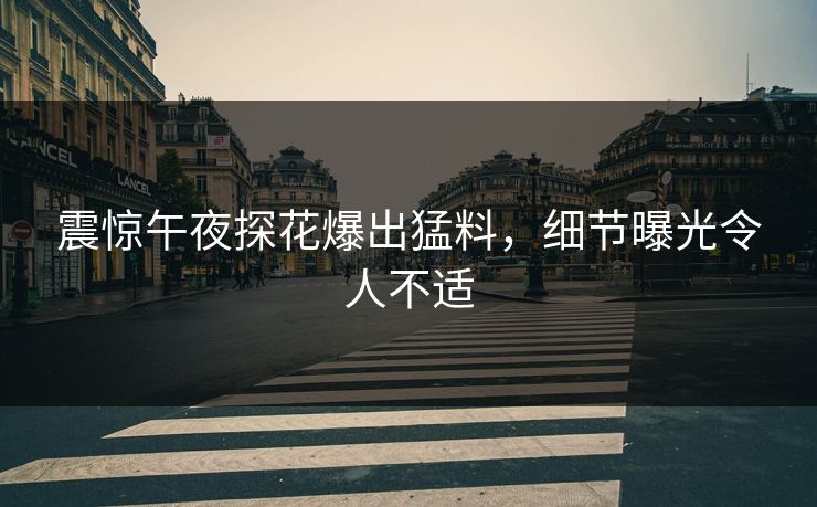 震惊午夜探花爆出猛料，细节曝光令人不适