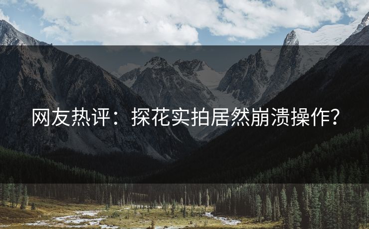 网友热评：探花实拍居然崩溃操作？