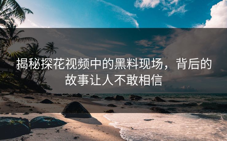 揭秘探花视频中的黑料现场，背后的故事让人不敢相信
