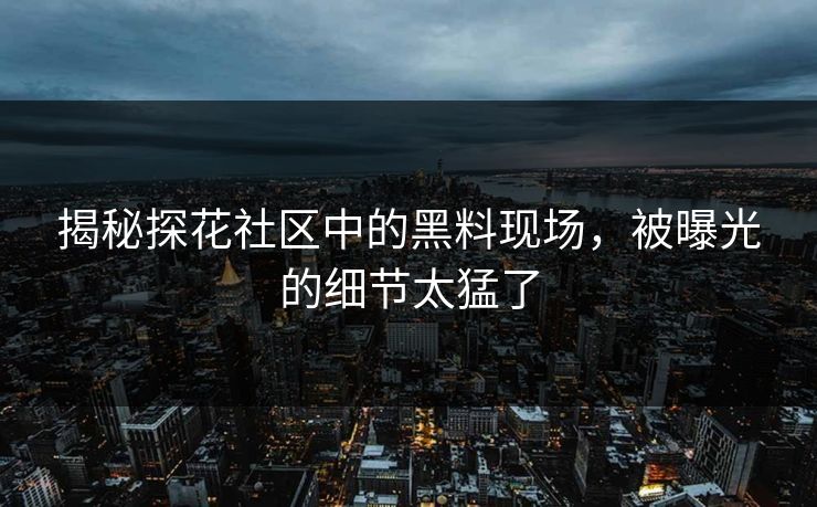 揭秘探花社区中的黑料现场，被曝光的细节太猛了
