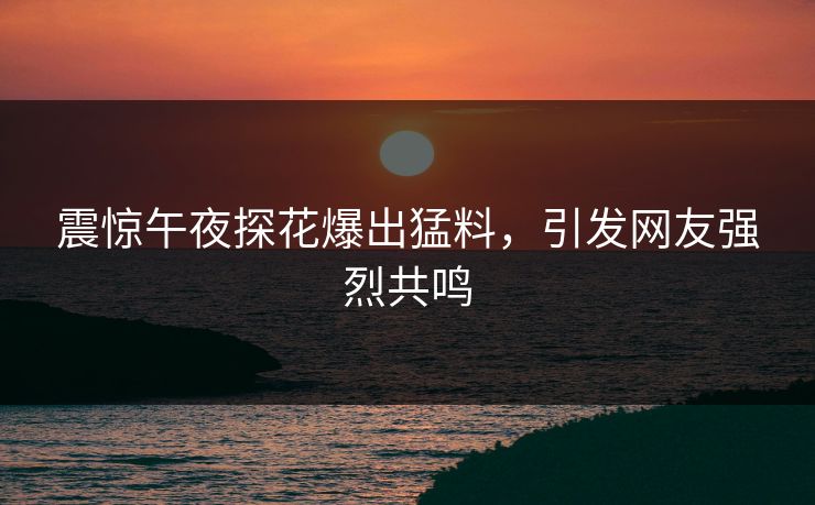震惊午夜探花爆出猛料，引发网友强烈共鸣