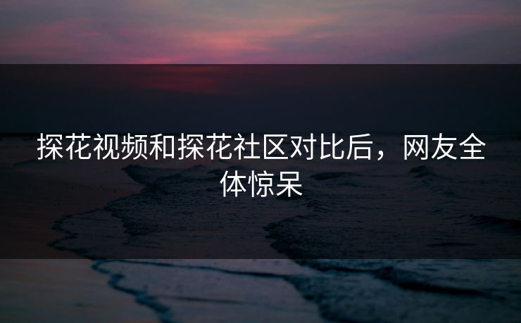 探花视频和探花社区对比后，网友全体惊呆