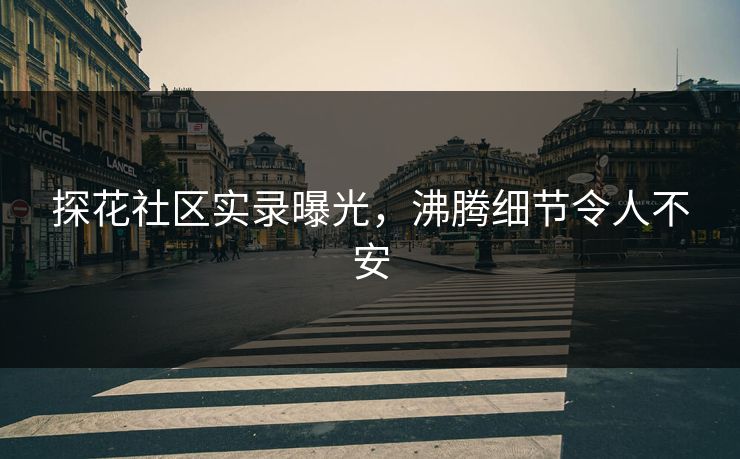 探花社区实录曝光，沸腾细节令人不安