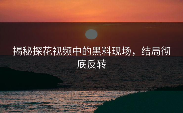 揭秘探花视频中的黑料现场，结局彻底反转