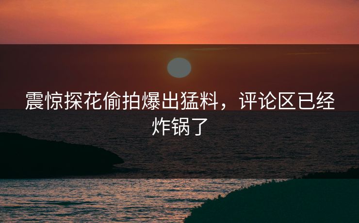 震惊探花偷拍爆出猛料，评论区已经炸锅了
