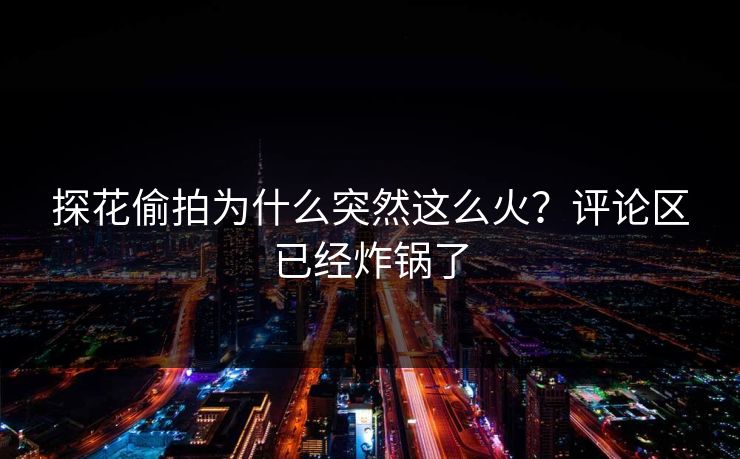探花偷拍为什么突然这么火？评论区已经炸锅了