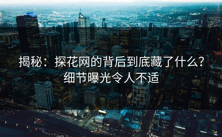 揭秘：探花网的背后到底藏了什么？细节曝光令人不适
