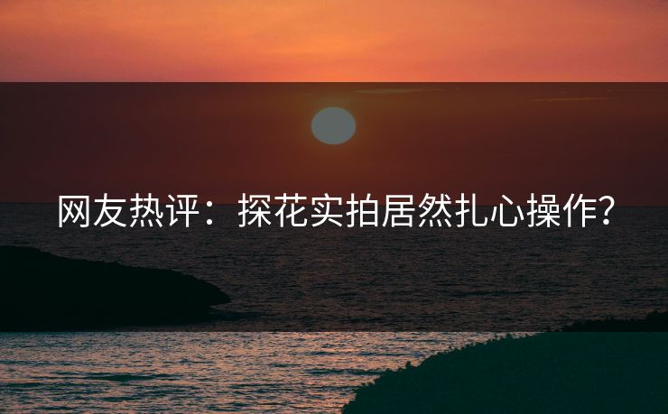 网友热评：探花实拍居然扎心操作？