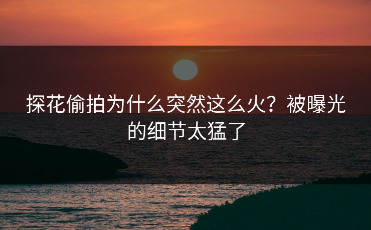 探花偷拍为什么突然这么火？被曝光的细节太猛了