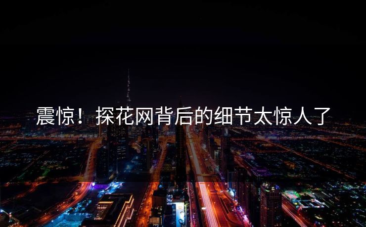 震惊！探花网背后的细节太惊人了