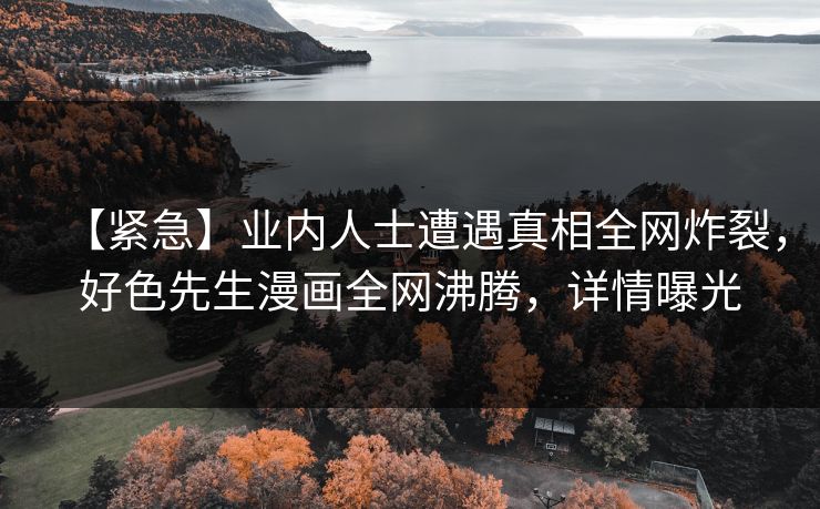 【紧急】业内人士遭遇真相全网炸裂，好色先生漫画全网沸腾，详情曝光