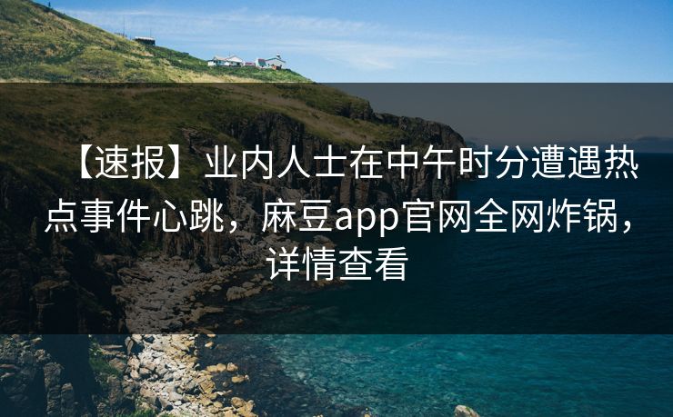 【速报】业内人士在中午时分遭遇热点事件心跳，麻豆app官网全网炸锅，详情查看