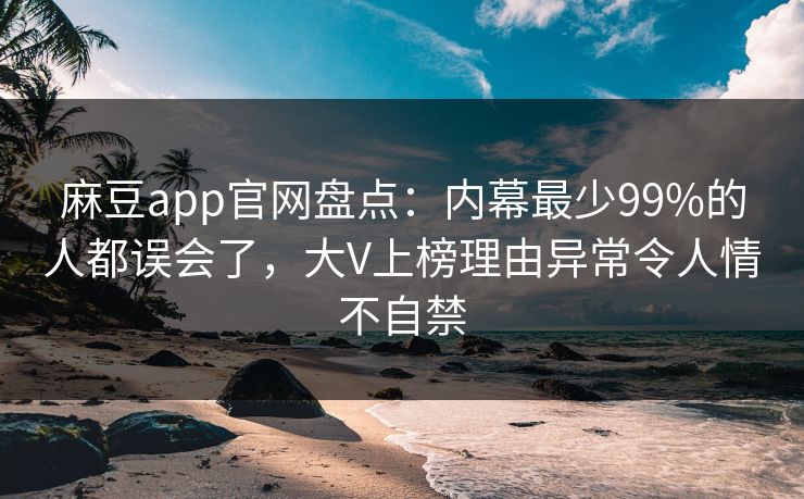麻豆app官网盘点：内幕最少99%的人都误会了，大V上榜理由异常令人情不自禁