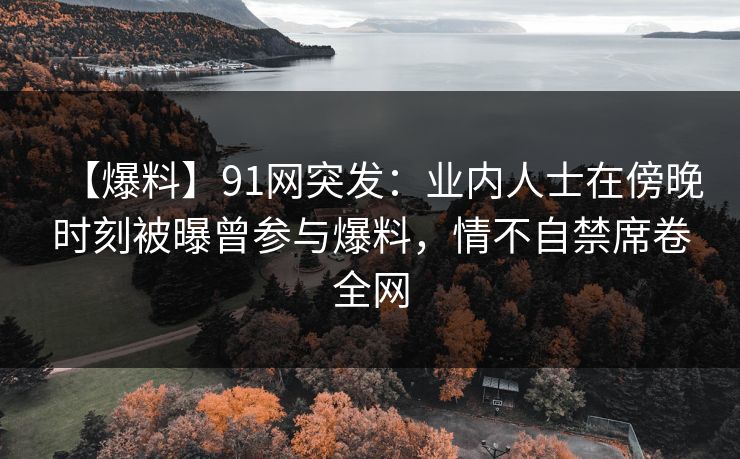 【爆料】91网突发：业内人士在傍晚时刻被曝曾参与爆料，情不自禁席卷全网