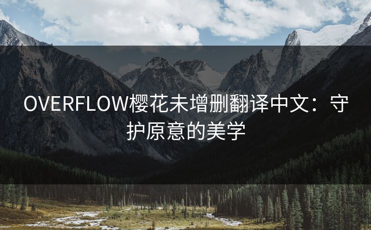 OVERFLOW樱花未增删翻译中文：守护原意的美学