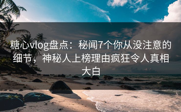 糖心vlog盘点：秘闻7个你从没注意的细节，神秘人上榜理由疯狂令人真相大白